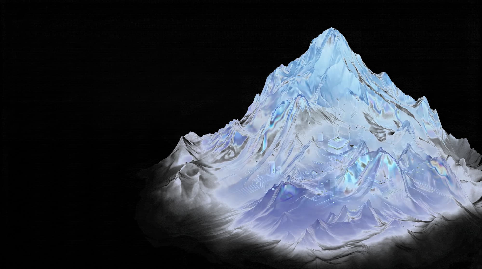 CyberPeak — abstract glass mountain peak with hidden tech